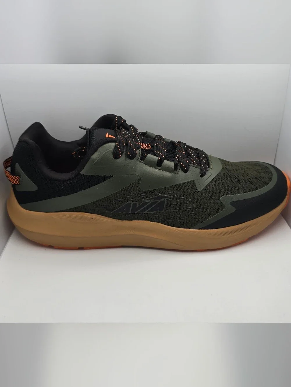 Avia Men's Olive Green and Black Sneakers with Gum Sole